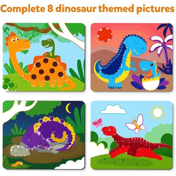 Art Activity - Dot It Dinosaurs, No Mess Sticker Art for Kids, Craft Kits, DIY - Picture 4 of 7